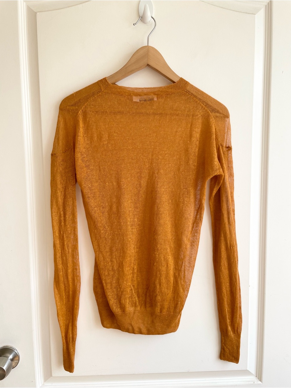 Jil Sander Orange Sheer Knit Long Sleeve Top - Picture 2 of 7